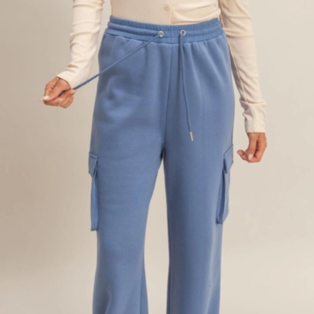 Hyfve Cargo drawstring sweatpants Blue NWT
